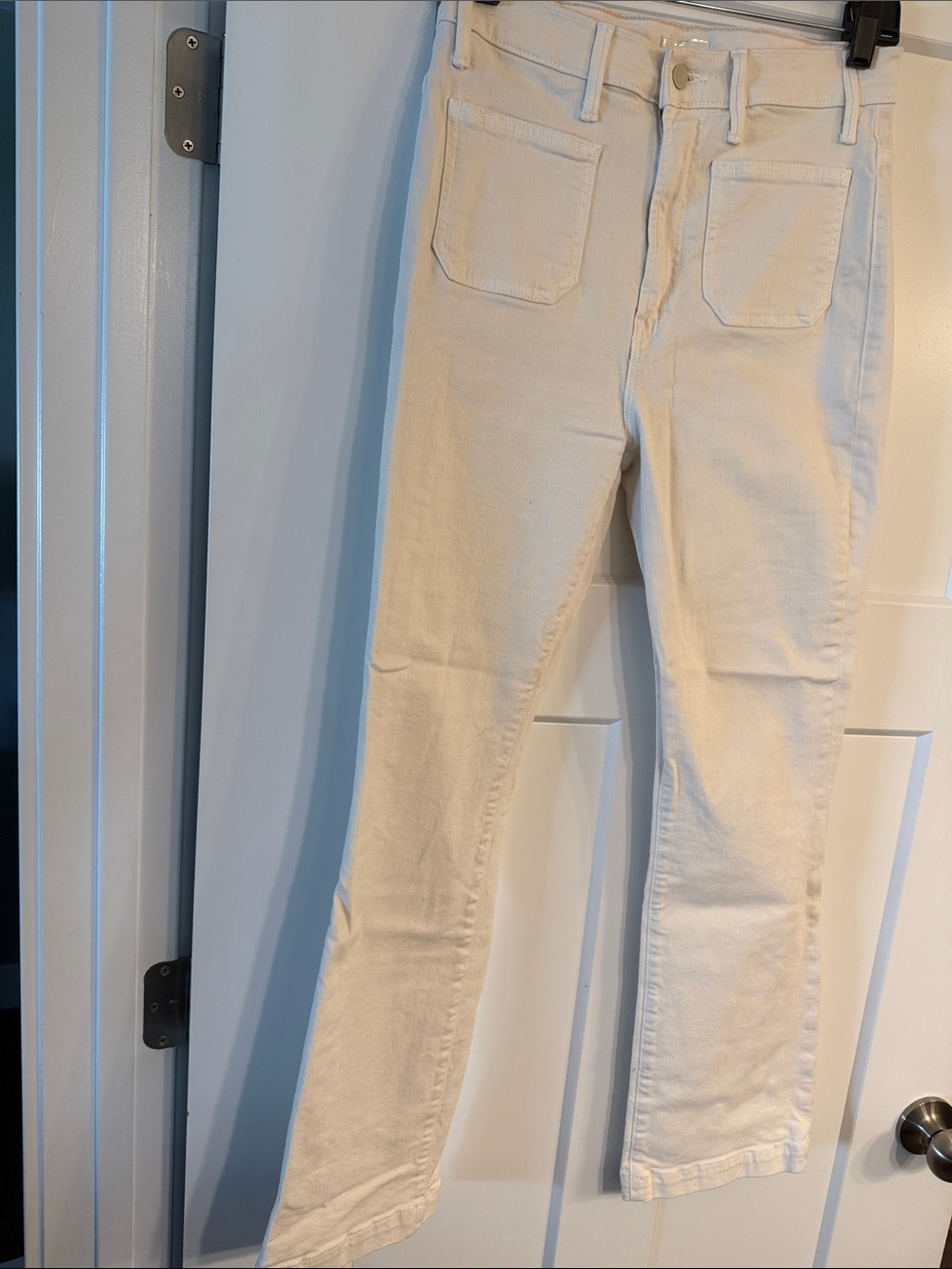 MOTHER Slim High-Rise Skinny Jeans in Cream
